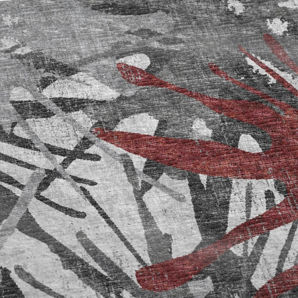 50" X 70" Red And Gray Abstract Plush Throw Blanket