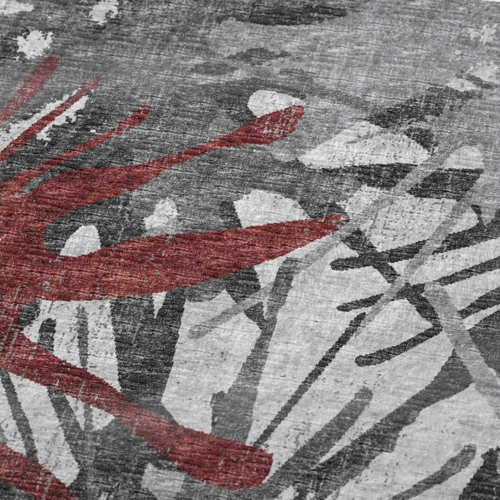 50" X 70" Red And Gray Abstract Plush Throw Blanket