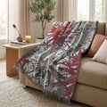 50" X 70" Red And Gray Abstract Plush Throw Blanket