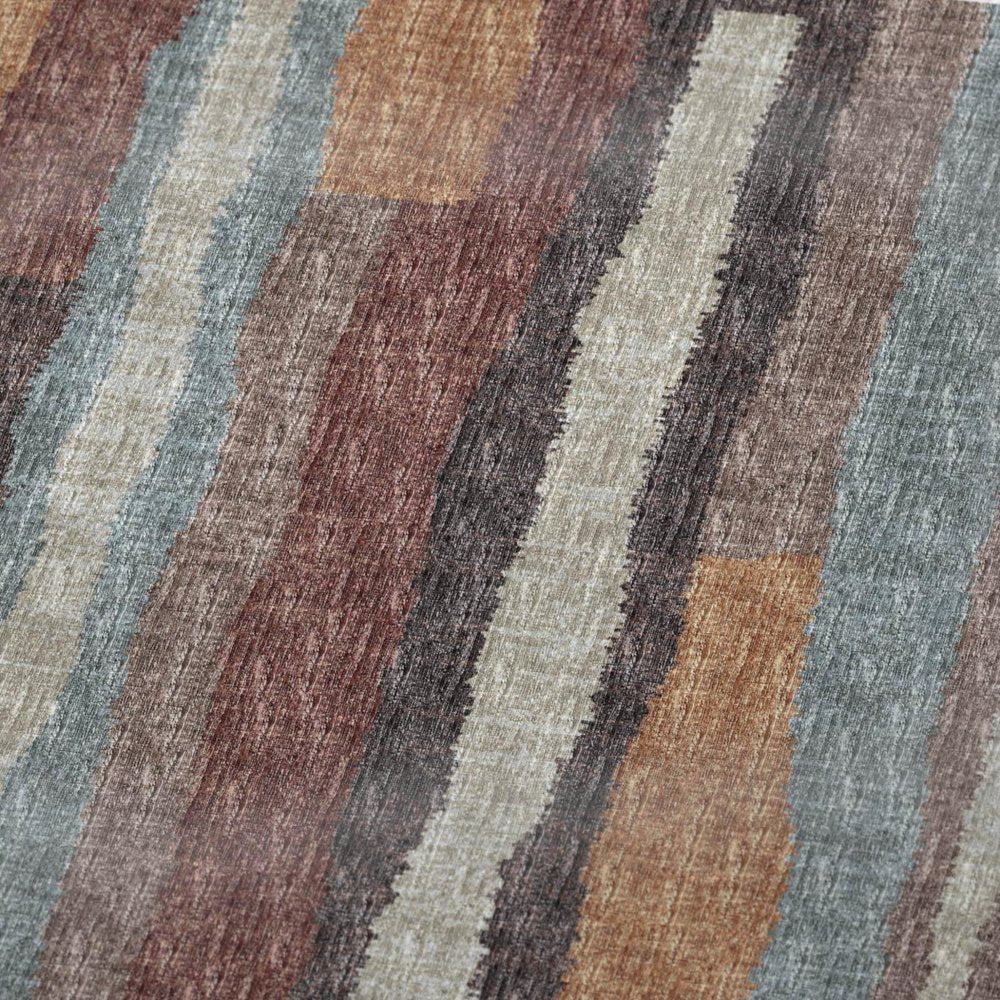 50" X 70" Rust Blue And Beige Abstract Plush Throw Blanket