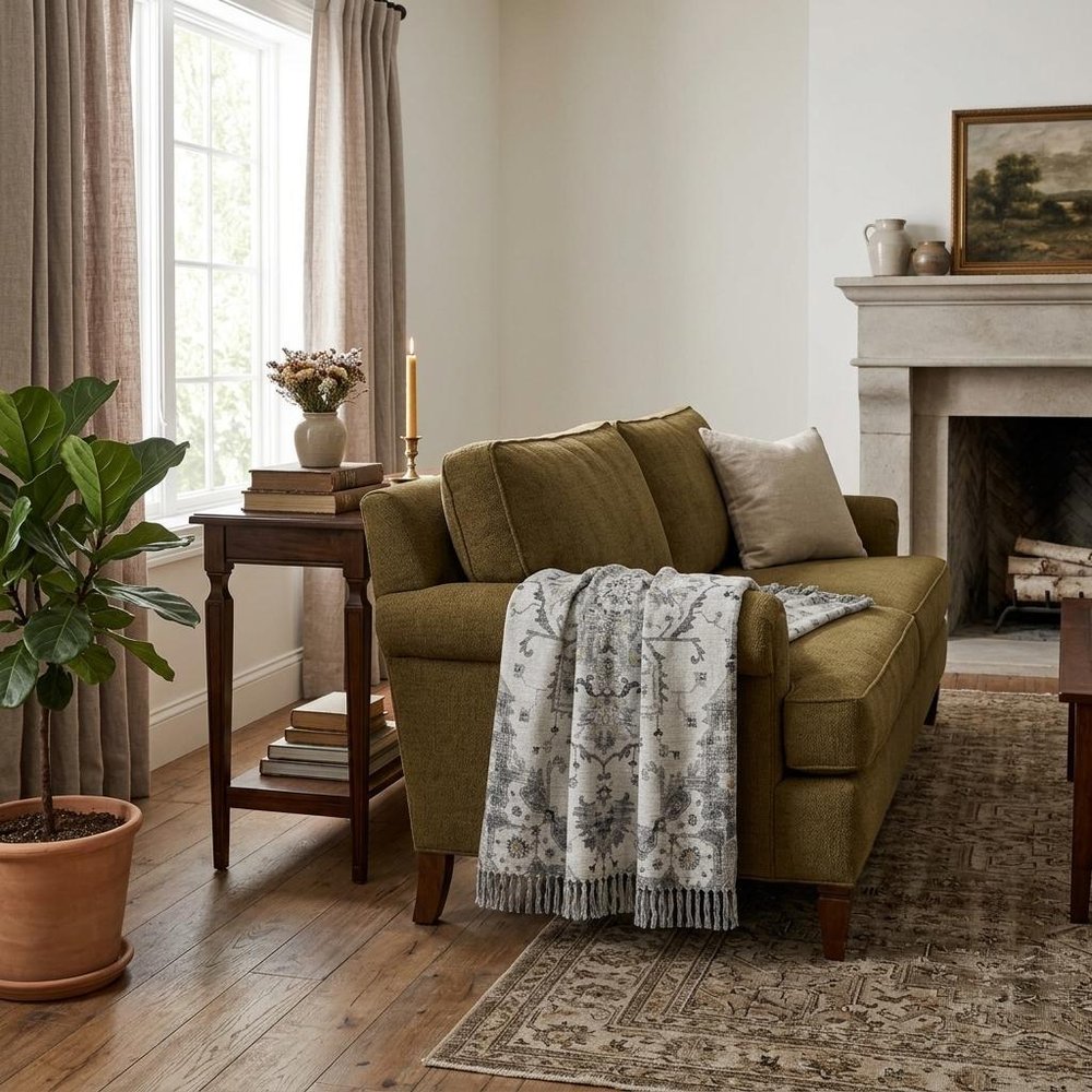 50" X 70" Charcoal Gray And Ivory Floral Plush Throw Blanket