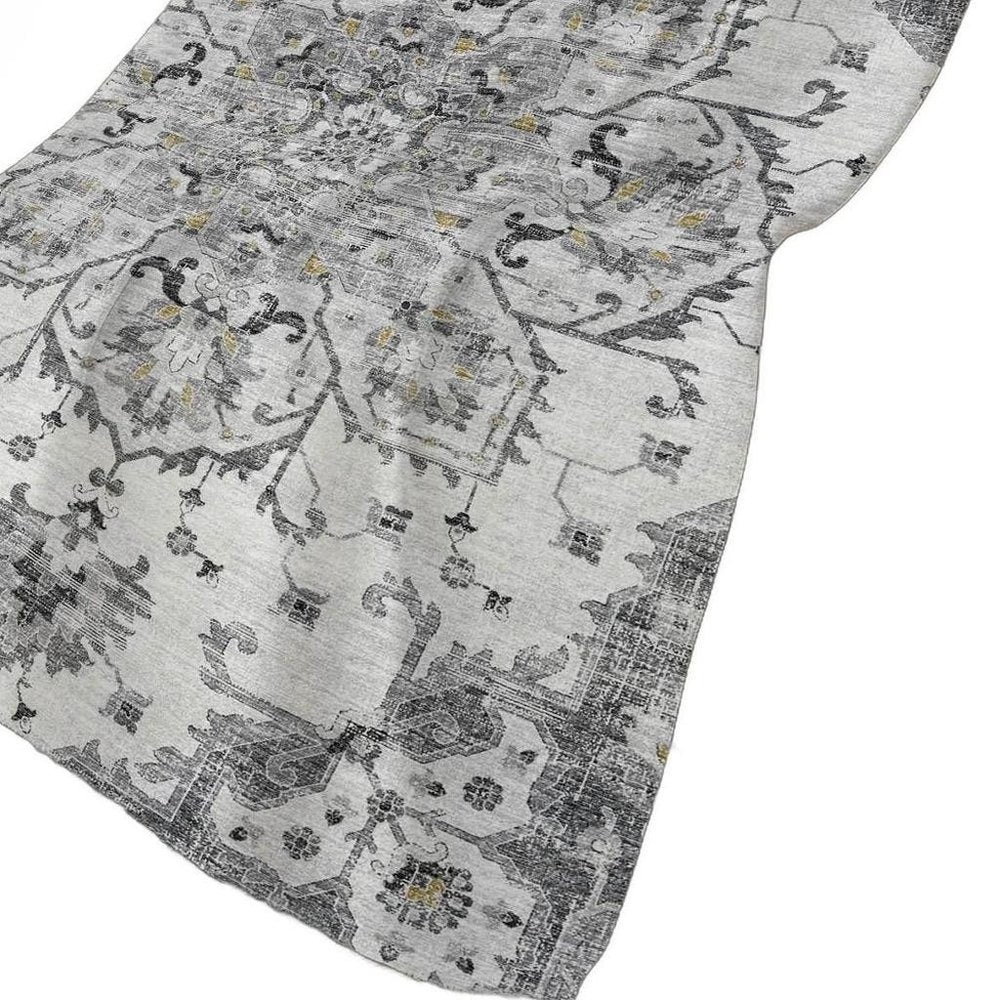 50" X 70" Charcoal Gray And Ivory Floral Plush Throw Blanket