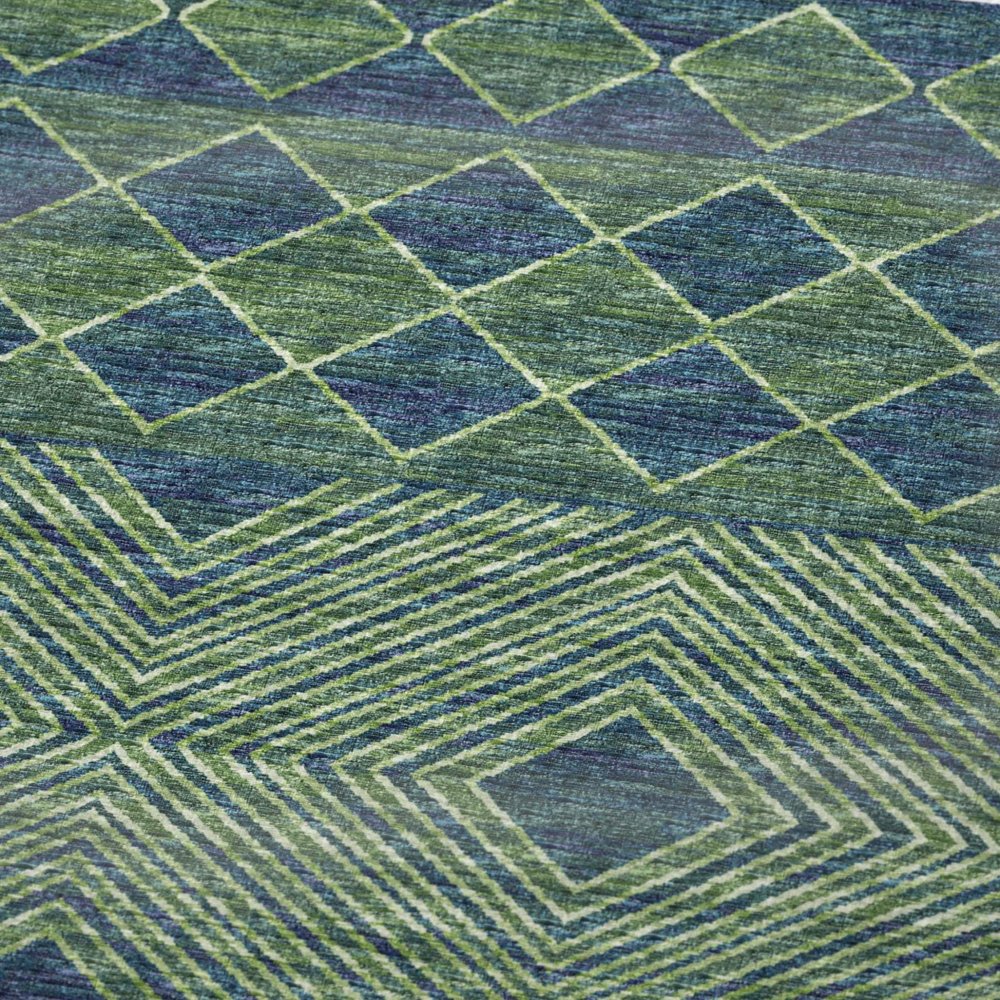 50" X 70" Green And Blue Microfiber Geometric Plush Throw Blanket