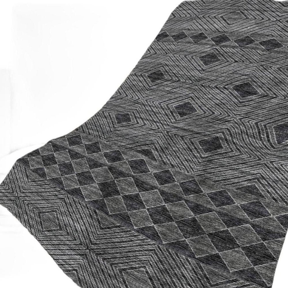 50" X 70" Gray And Black Geometric Plush Throw Blanket