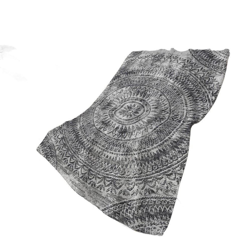 50" X 70" Gray And Charcoal Floral Plush Throw Blanket