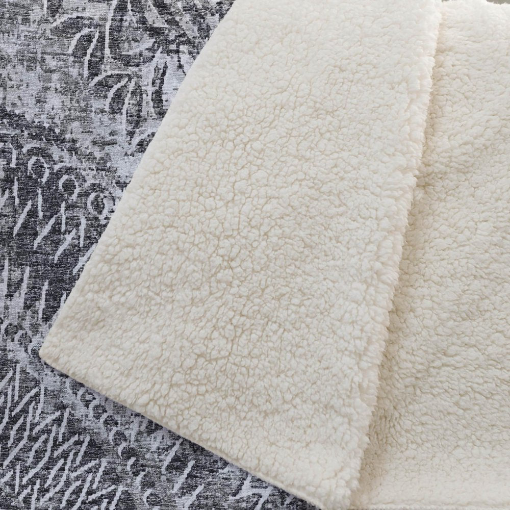 50" X 70" Gray And Charcoal Floral Plush Throw Blanket