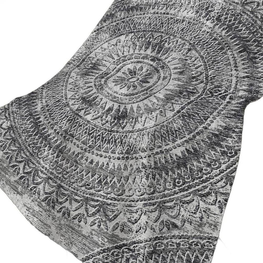 50" X 70" Gray And Charcoal Floral Plush Throw Blanket