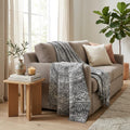 50" X 70" Gray And Charcoal Floral Plush Throw Blanket