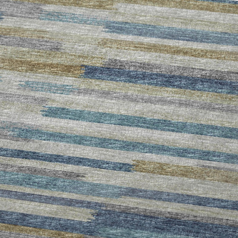 50" X 70" Blue Gold And Beige Abstract Plush Throw Blanket
