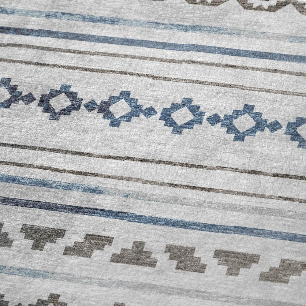 50" X 70" Gray Blue And Ivory Microfiber Geometric Plush Throw Blanket