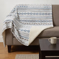 50" X 70" Gray Blue And Ivory Microfiber Geometric Plush Throw Blanket