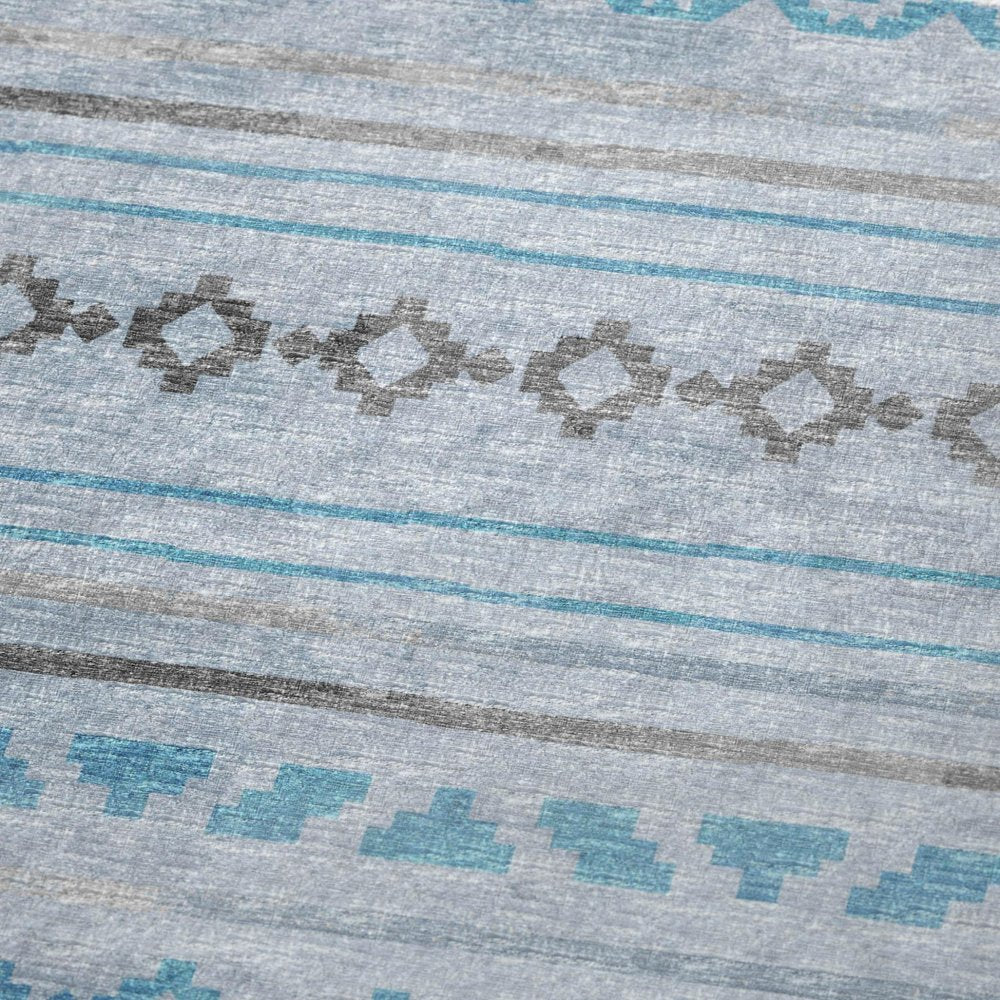 50" X 70" Turquoise And Gray Microfiber Geometric Plush Throw Blanket