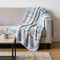 50" X 70" Turquoise And Gray Microfiber Geometric Plush Throw Blanket