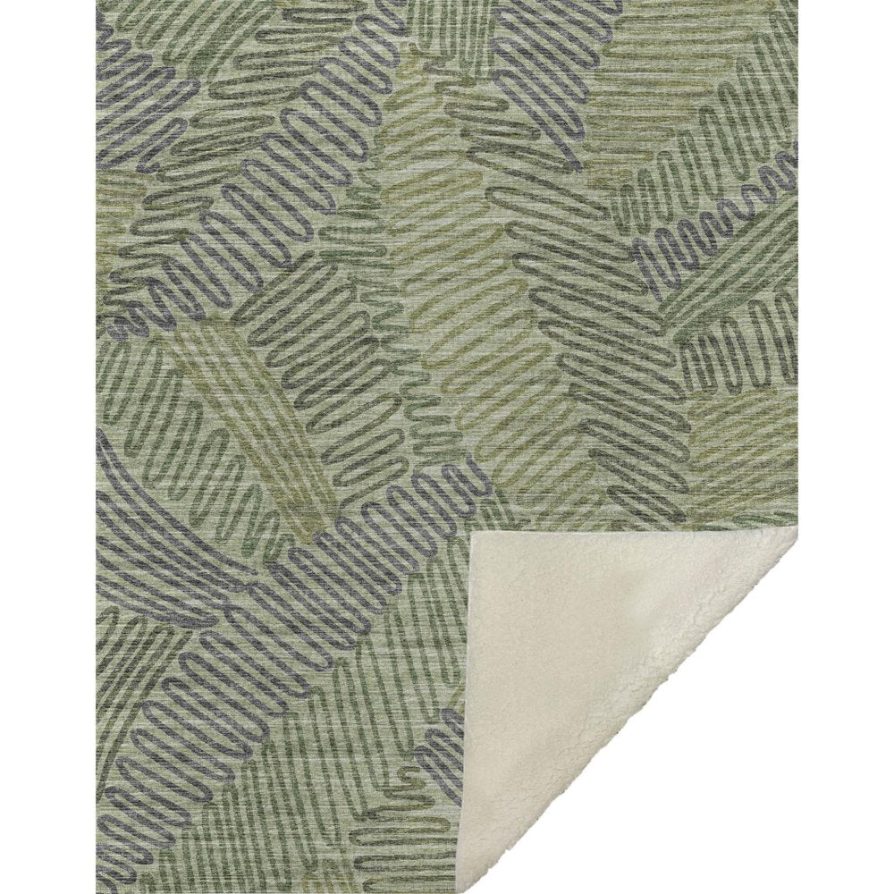 50" X 70" Green And Gray Microfiber Abstract Plush Throw Blanket