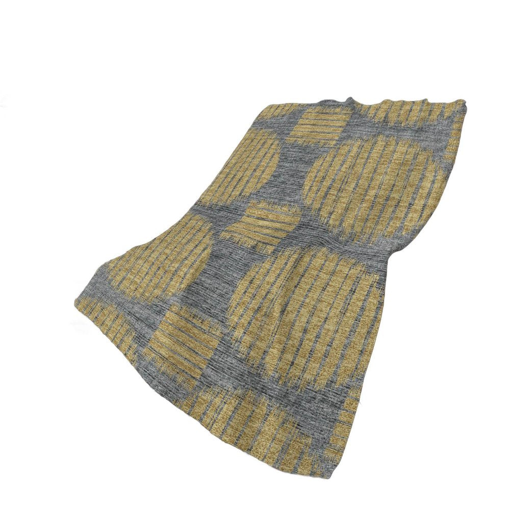 50" X 70" Gray And Gold Geometric Plush Throw Blanket