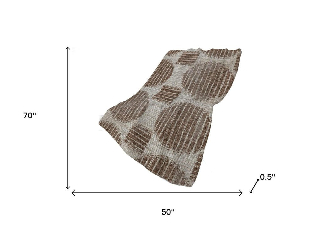 50" X 70" Brown And Beige Geometric Plush Throw Blanket