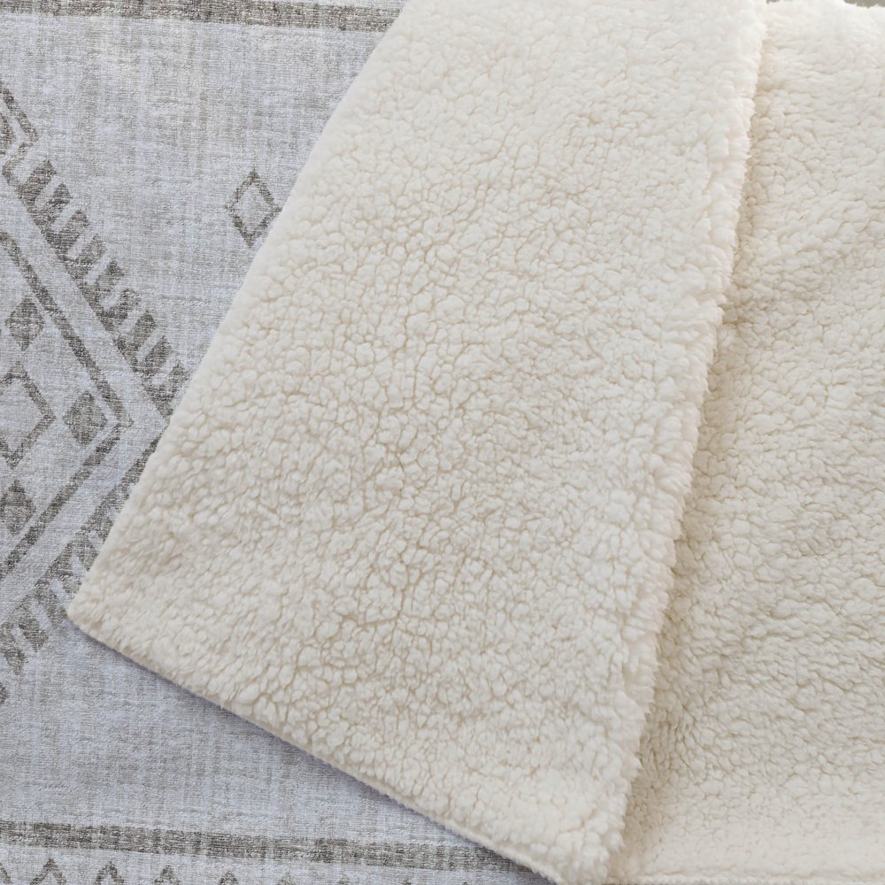 50" X 70" Taupe And Ivory Microfiber Geometric Plush Throw Blanket