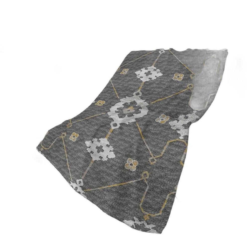 50" X 70" Gray Ivory And Gold Floral Plush Throw Blanket