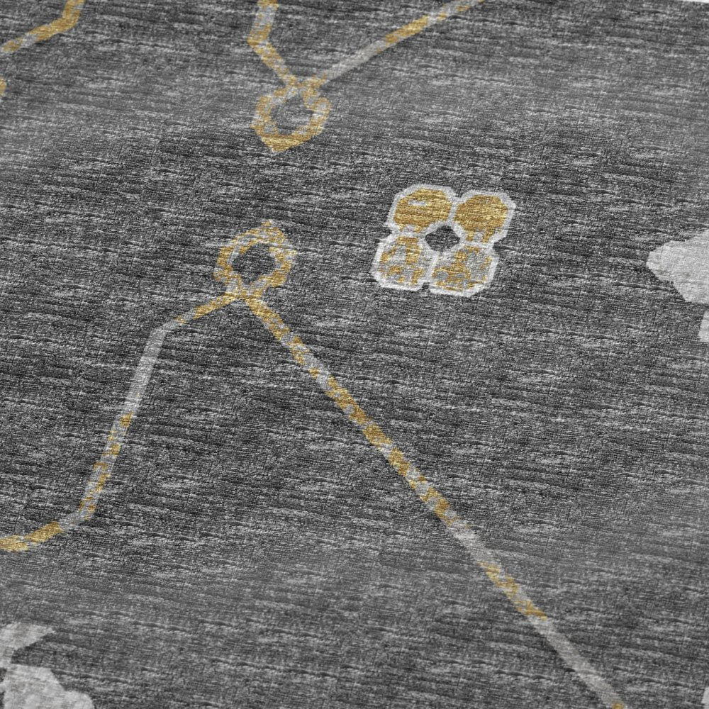 50" X 70" Gray Ivory And Gold Floral Plush Throw Blanket