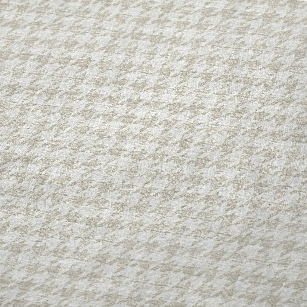 50" X 70" Linen And Ivory Microfiber Houndstooth Plush Throw Blanket