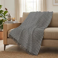 50" X 70" Black And White Houndstooth Plush Throw Blanket