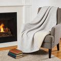 50" X 70" Linen And Ivory Microfiber Striped Plush Throw Blanket