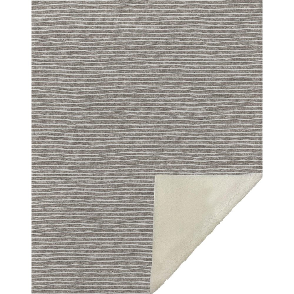 50" X 70" Taupe And Ivory Microfiber Striped Plush Throw Blanket