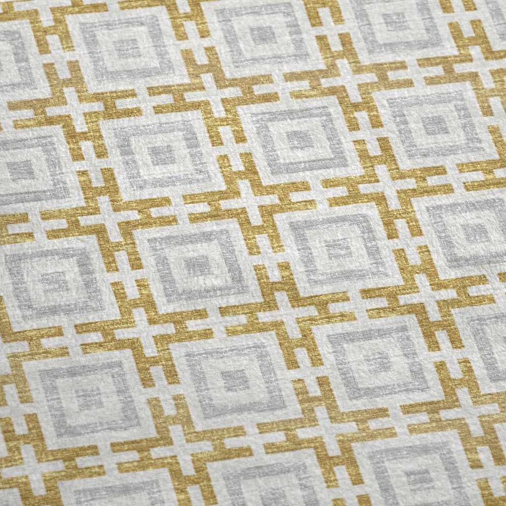 50" X 70" Gold Ivory And Gray Geometric Plush Throw Blanket