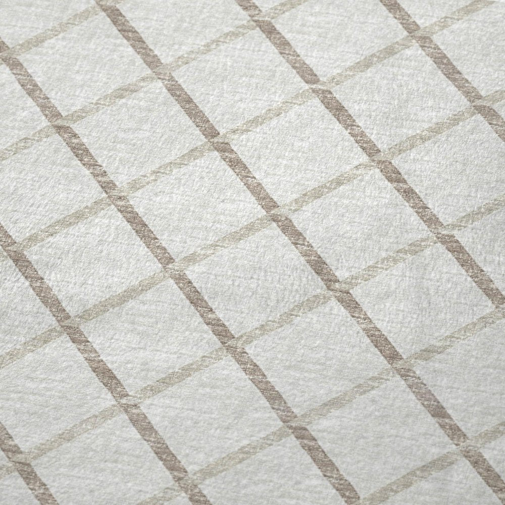 50" X 70" Ivory And Taupe Microfiber Geometric Plush Throw Blanket