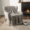 50" X 70" Taupe And Beige Microfiber Geometric Plush Throw Blanket