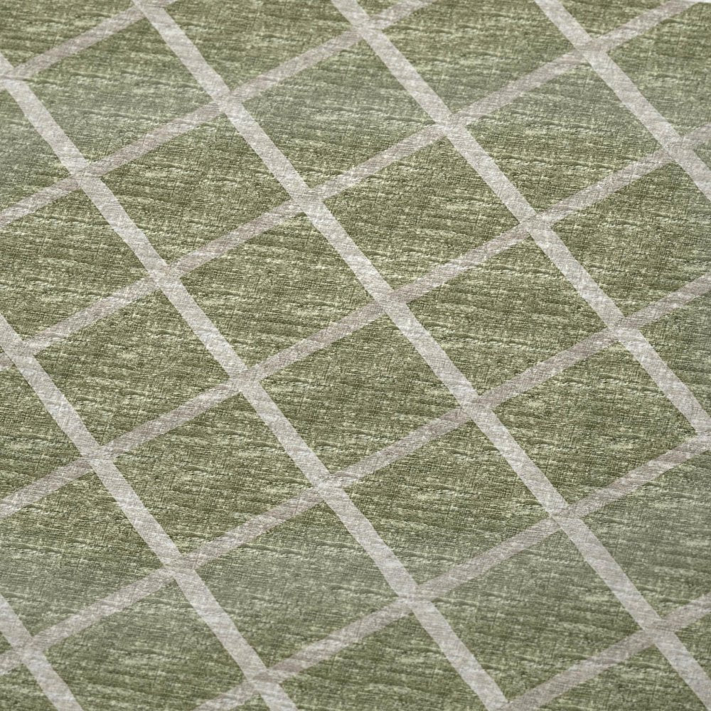 50" X 70" Artichoke Green And Beige Microfiber Geometric Plush Throw Blanket