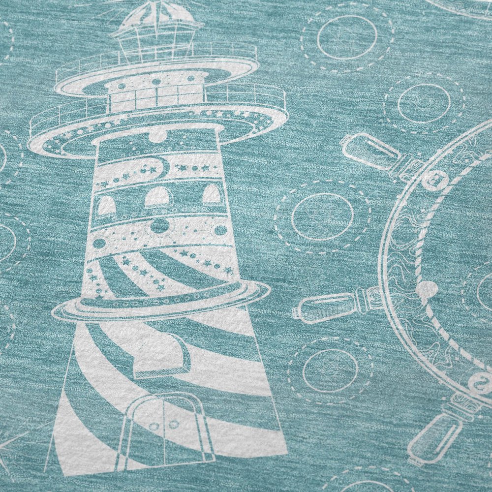 50" X 70" Teal And Ivory Geometric Plush Throw Blanket