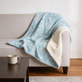 50" X 70" Aqua And Ivory Microfiber Animal Print Plush Throw Blanket