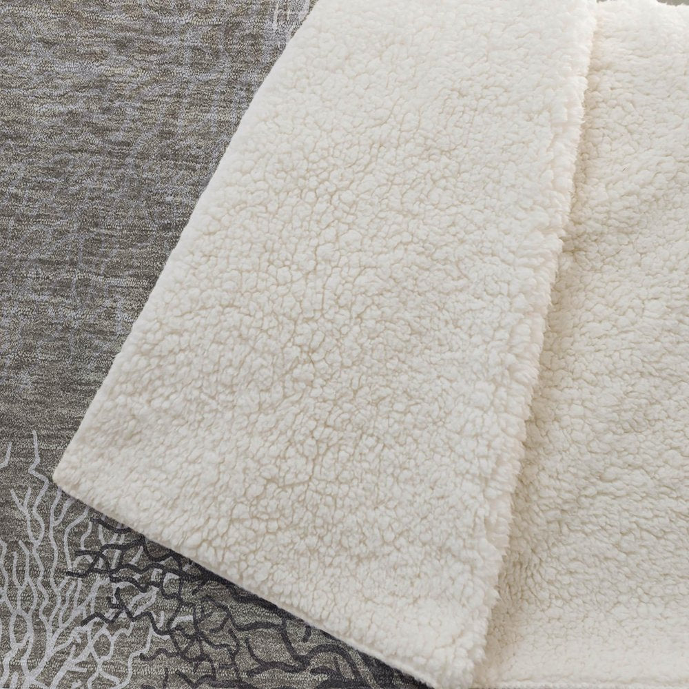 50" X 70" Latte Ivory And Beige Floral Plush Throw Blanket