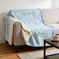 50" X 70" Aqua And Ivory Microfiber Abstract Plush Throw Blanket