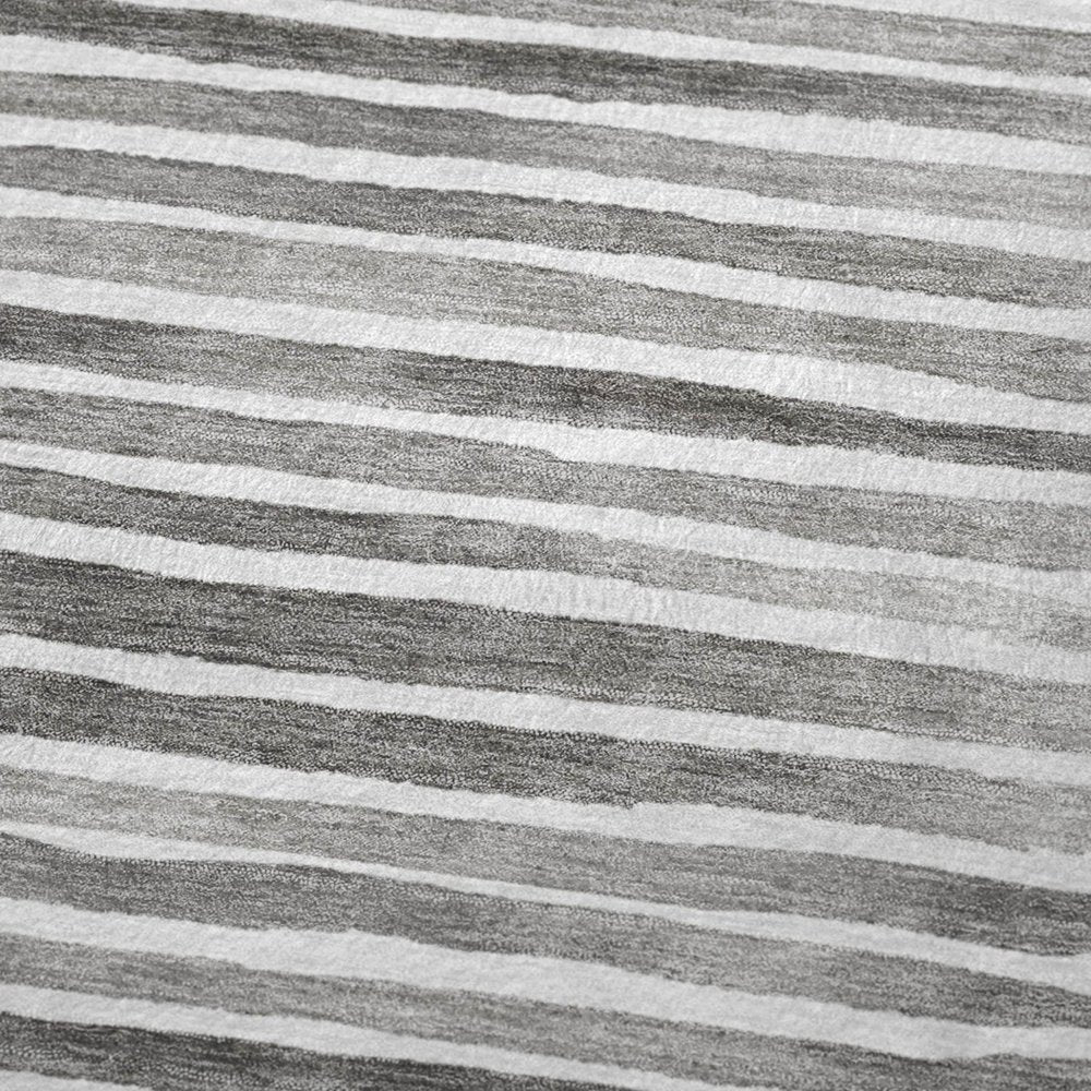 50" X 70" Gray And Ivory Microfiber Striped Plush Throw Blanket
