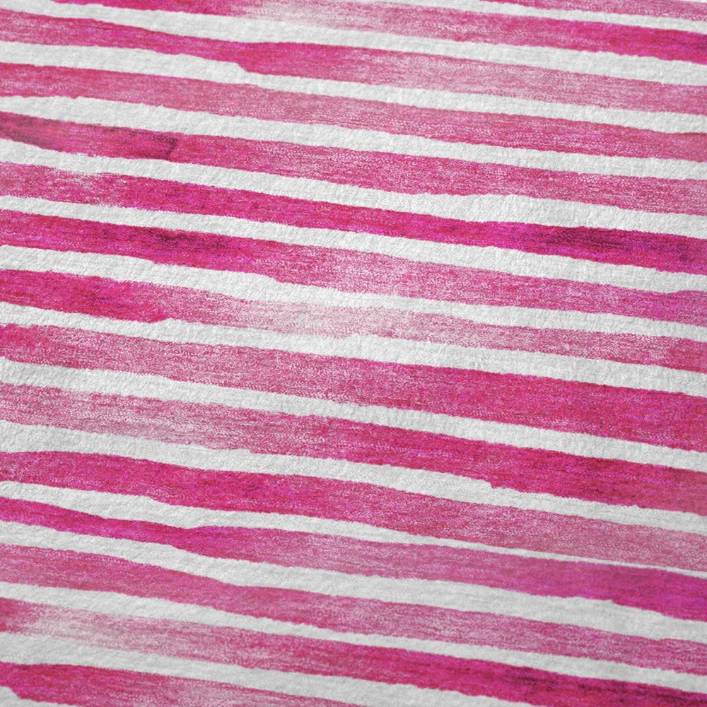 50" X 70" Pink And Ivory Microfiber Striped Plush Throw Blanket