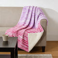 50" X 70" Pink And Ivory Microfiber Striped Plush Throw Blanket