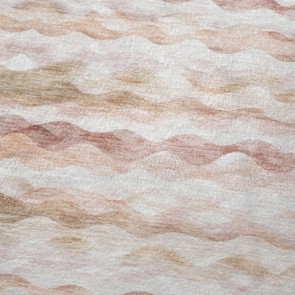 50" X 70" Peach Beige And Ivory Microfiber Abstract Plush Throw Blanket