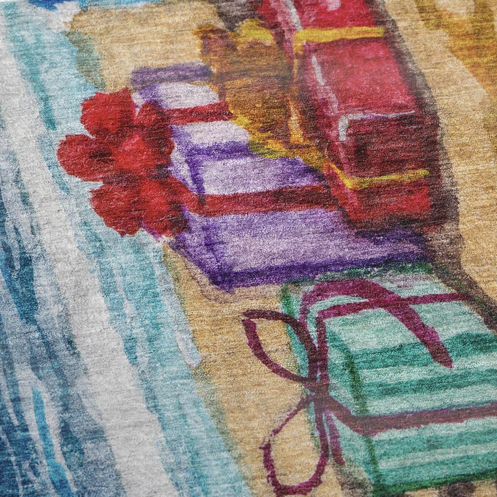 50" X 70" Blue Red And Green Microfiber Geometric Plush Throw Blanket