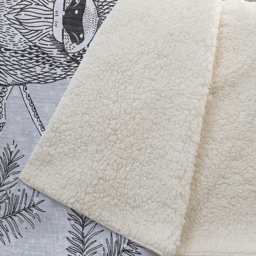 50" X 70" Gray Black And Ivory Microfiber Animal Print Plush Throw Blanket