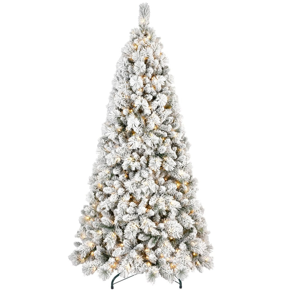 7' Pre Lit Full Flocked Pine Christmas Tree