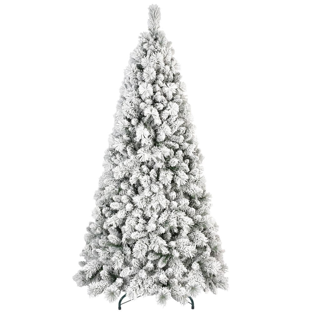 7' Pre Lit Full Flocked Pine Christmas Tree