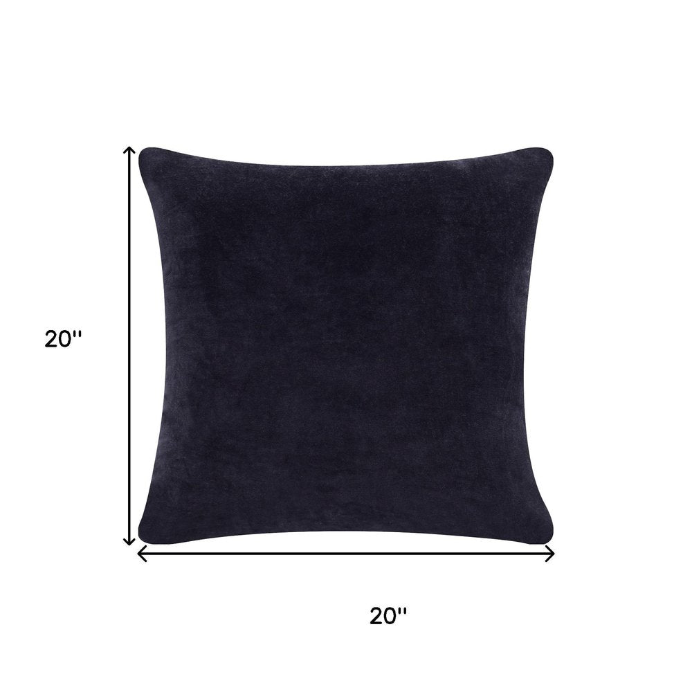 20" Black Cotton Throw Pillow Cover