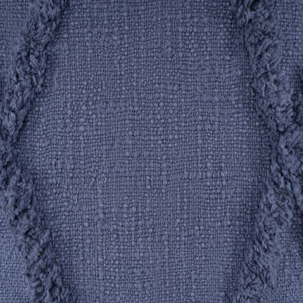 Set of Two 18" Denim Blue And Blue Diamond Cotton Throw Pillow Covers with Tufts And Texture