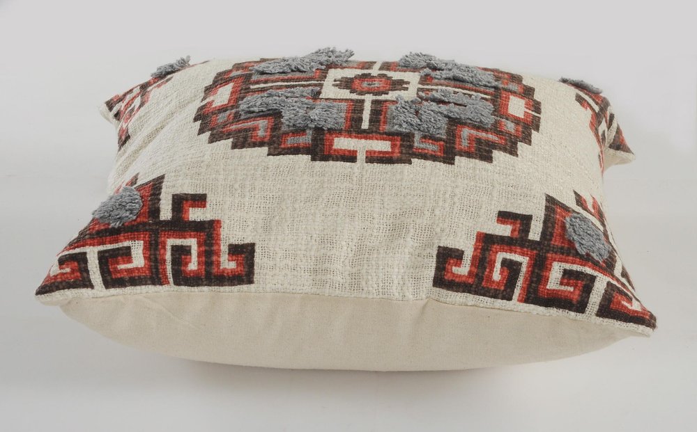 Set of Two 18" X 18" Brown Beige And Orange Lumbar Southwestern Cotton Throw Pillow Covers