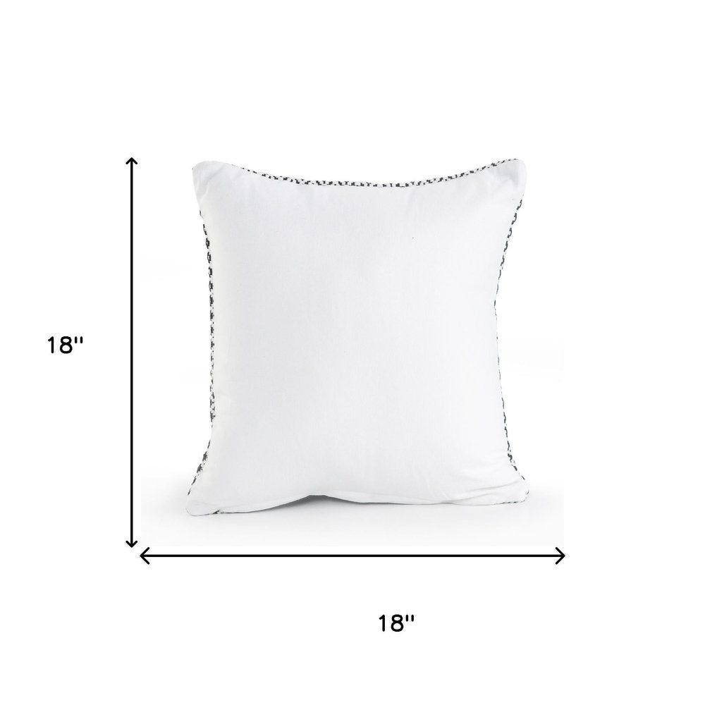 Set of Two 18" X 18" Black And White Lumbar Geometric Cotton Throw Pillow Covers