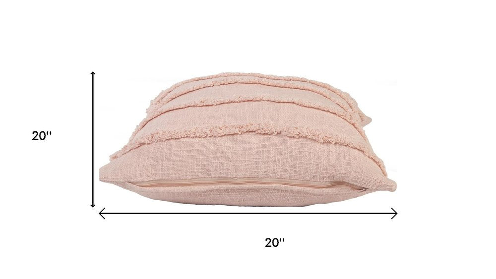 Set of Two 20" Pearl Striped Cotton Throw Pillow Covers with Tufts