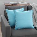 Set of Two 20" X 20" Blue Lumbar Cotton Throw Pillow Covers