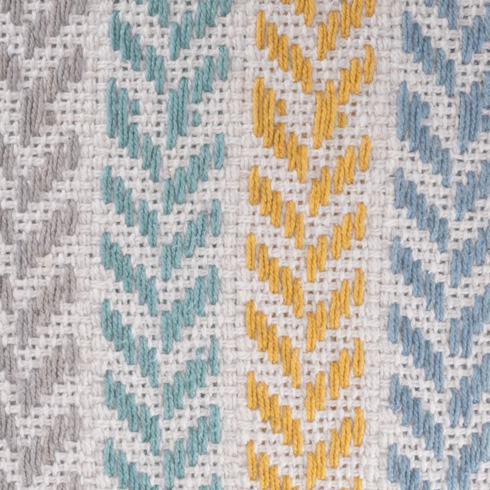 Set of Four 18" X 18" Yellow And Blue Lumbar Beach Chevron Cotton Throw Pillow Covers